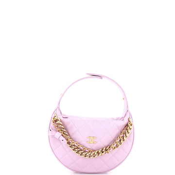 Chanel Double Chain Bow Hobo Pouch Quilted Caviar Mini