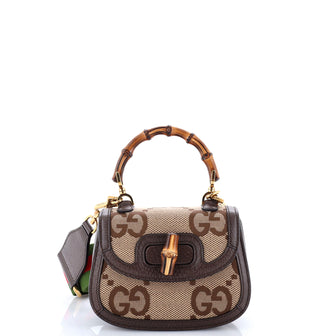 Gucci Bamboo 1947 Top Handle Bag Jumbo GG Canvas Mini