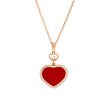 Chopard Happy Hearts Pendant Necklace 18K Rose Gold with Red Stone and Diamonds with 1 Floating Diamond