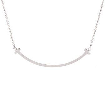 Tiffany & Co. T Smile Pendant Necklace 18K White Gold Small