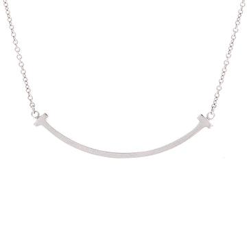 Tiffany & Co. T Smile Pendant Necklace 18K White Gold Small