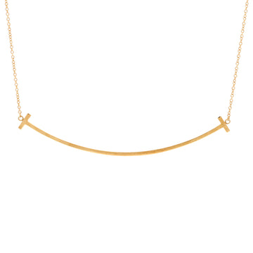 Tiffany & Co. T Smile Pendant Necklace 18K Yellow Gold Large