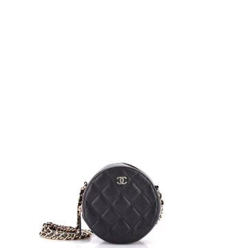 Chanel Round Clutch with Chain Quilted Caviar Mini