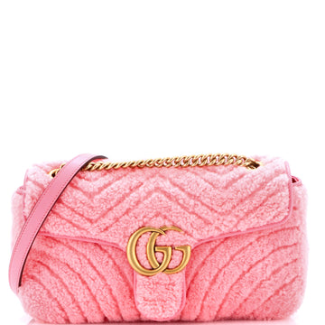 Gucci GG Marmont Flap Bag Matelasse Shearling Small