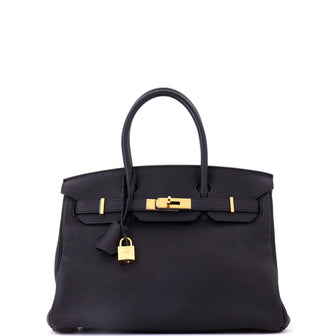 Hermes Birkin Handbag Black Togo with Gold Hardware 30
