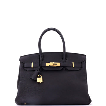 Hermes Birkin Handbag Black Togo with Gold Hardware 30