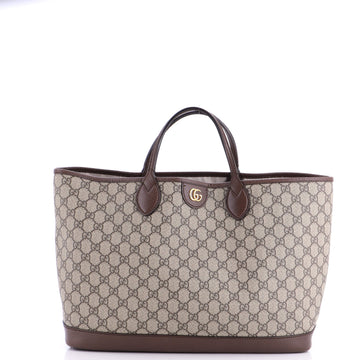 Gucci Ophidia Top Handle Shopping Tote GG Coated Canvas and Leather Medium