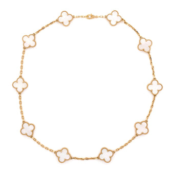 Van Cleef & Arpels Vintage Alhambra 10 Motifs Necklace 18K Yellow Gold and Mother of Pearl