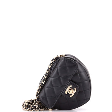 Chanel CC in Love Heart Clutch with Chain Quilted Lambskin