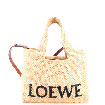 Loewe Paula's Ibiza Logo Convertible Tote Raffia Small