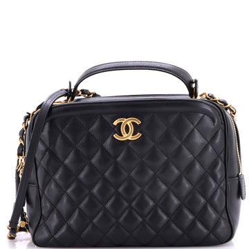 Chanel CC Top Handle Vanity Case Quilted Calfskin Medium