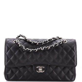 Chanel Classic Double Flap Bag Quilted Caviar Medium