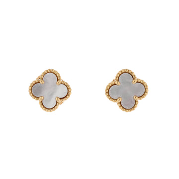 Van Cleef & Arpels Sweet Alhambra Stud Earrings 18K Yellow Gold and Mother of Pearl