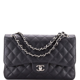 Chanel Classic Double Flap Bag Quilted Caviar Jumbo