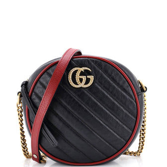 Gucci GG Marmont Round Shoulder Bag Diagonal Quilted Leather Mini