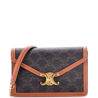 Celine Triomphe Envelope Wallet on Chain Triomphe Coated Canvas