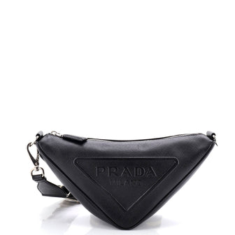 Prada Triangle Logo Zip Crossbody Bag Saffiano Leather Small