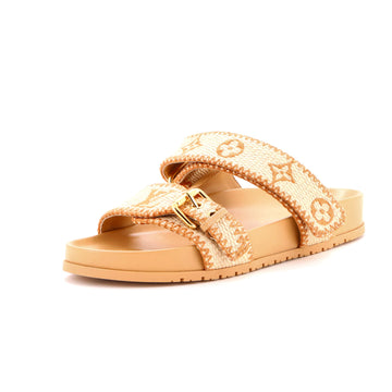 Louis Vuitton Women's Bom Dia Flat Mules Monogram Raffia