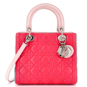 Christian Dior Tricolor Lady Dior Bag Cannage Quilt Leather Medium