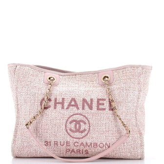Chanel Deauville Tote Raffia with Glitter Detail Small