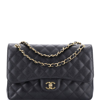 Chanel Classic Double Flap Bag Quilted Caviar Jumbo