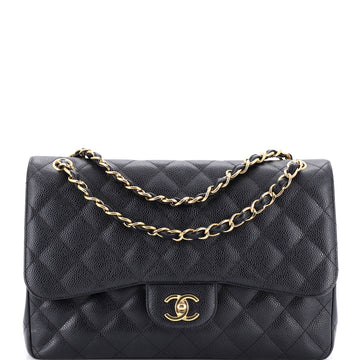 Chanel Classic Double Flap Bag Quilted Caviar Jumbo