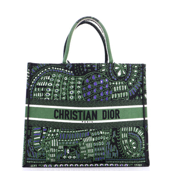Christian Dior Book Tote Embroidered Canvas Large