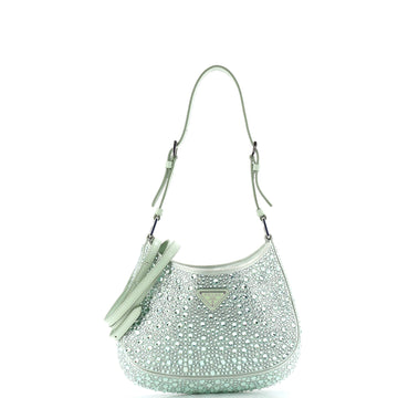 Prada Cleo Shoulder Bag Crystal Embellished Satin Small