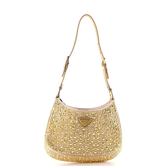 Prada Cleo Shoulder Bag Crystal Embellished Satin Small