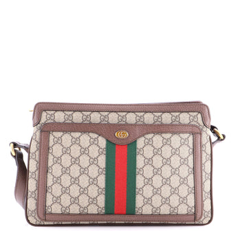 Gucci Ophidia Zip Shoulder Bag GG Coated Canvas Medium