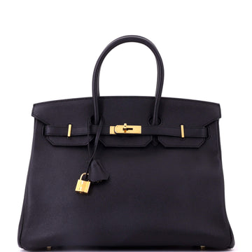 Hermes Birkin Handbag Black Epsom with Gold Hardware 35