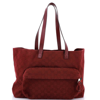 Gucci Front Pocket Debossed Logo Tote GG Canvas Large