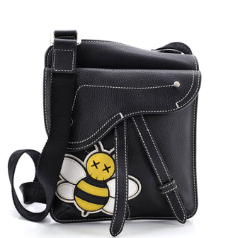 Christian Dior KAWS Saddle Flat Messenger Bag Leather with Applique