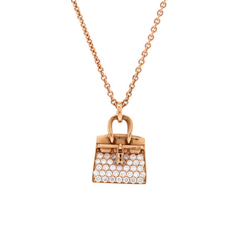 Hermes Birkin Amulette NM Pendant Necklace 18K Rose Gold and Diamonds