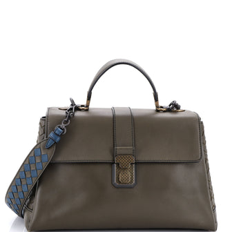 Bottega Veneta Piazza Top Handle Bag Leather with Intrecciato Detail Medium
