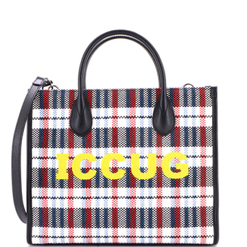 Gucci ICCUG Tote Embroidered Faux Raffia Small
