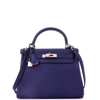 Hermes Kelly Handbag Verso Evercolor with Palladium Hardware 28