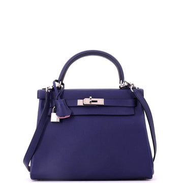 Hermes Kelly Handbag Verso Evercolor with Palladium Hardware 28