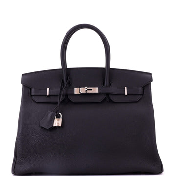 Hermes Birkin Handbag Black Togo with Palladium Hardware 35