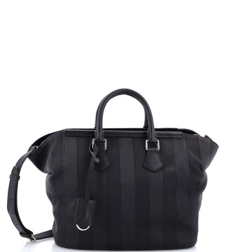 Fendi Frame Convertible Satchel Pequin Canvas Medium
