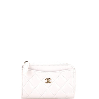 Chanel Zip Around Card Holder Quilted Caviar