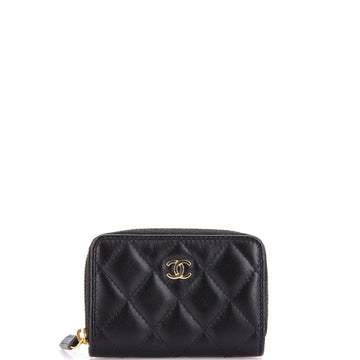 Chanel CC Zip Coin Purse Quilted Lambskin Small