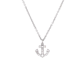 Tiffany & Co. Metro Anchor Pendant Necklace 18K White Gold and Diamonds Mini