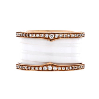 Bvlgari B.Zero1 Three Band Ring 18K Rose Gold and Ceramic with Diamonds