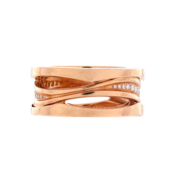 Bvlgari B.Zero1 Design Legend Zaha Hadid Three Band Ring 18K Rose Gold with Diamonds
