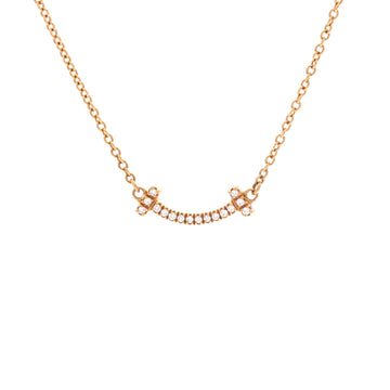 Tiffany & Co. T Smile Pendant Necklace 18K Yellow Gold with Diamonds Mini