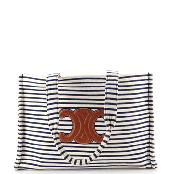 Celine Cabas Thais Tote Triomphe Striped Canvas Large