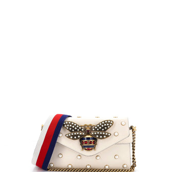 Gucci Broadway Pearly Bee Shoulder Bag Embellished Leather Mini