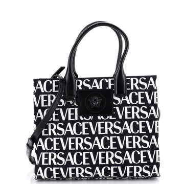 Versace La Medusa Tote All Over Logo Canvas Small