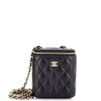 Chanel Vertical Classic Vanity Case with Chain Quilted Lambskin Small